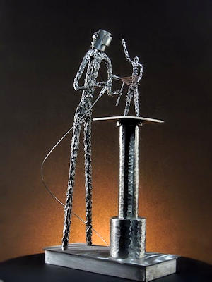 'Self Portrait' metal sculpture